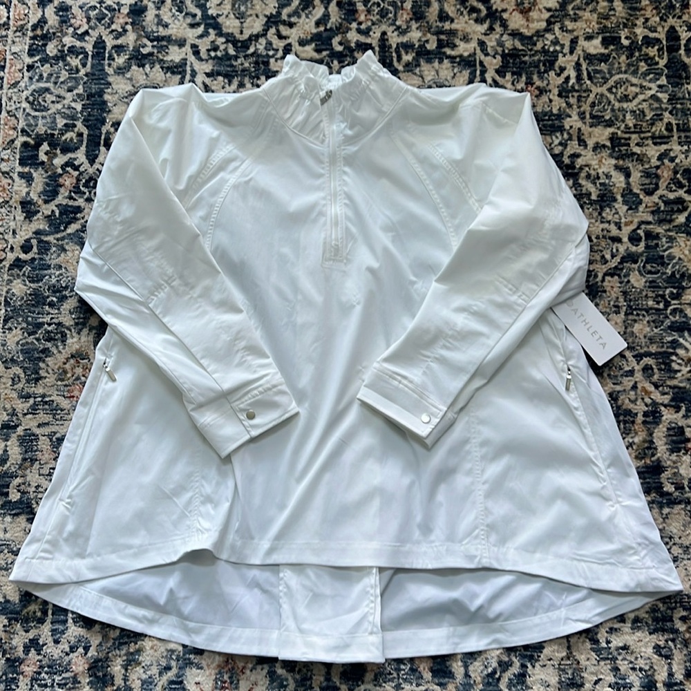 NWT Athleta 3/4 Zip Poplin Top Sz L